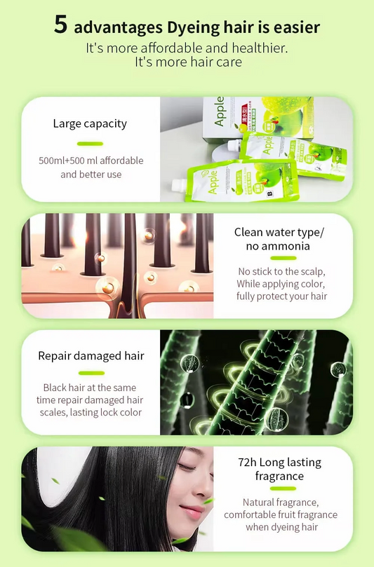 Apple Natural Hair Color Shampoo β Ammonia-Free (Black & Dark Brown) | 500ml