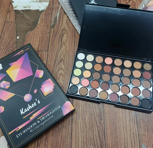 Kashee’s 40 Color Eyeshadow & Highlighter Palette – Long-Lasting Makeup Kit