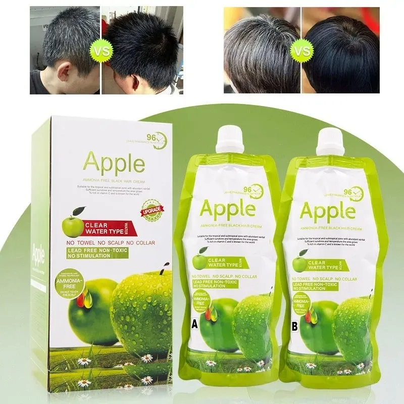 Apple Natural Hair Color Shampoo – Ammonia-Free (Black & Dark Brown) | 500ml