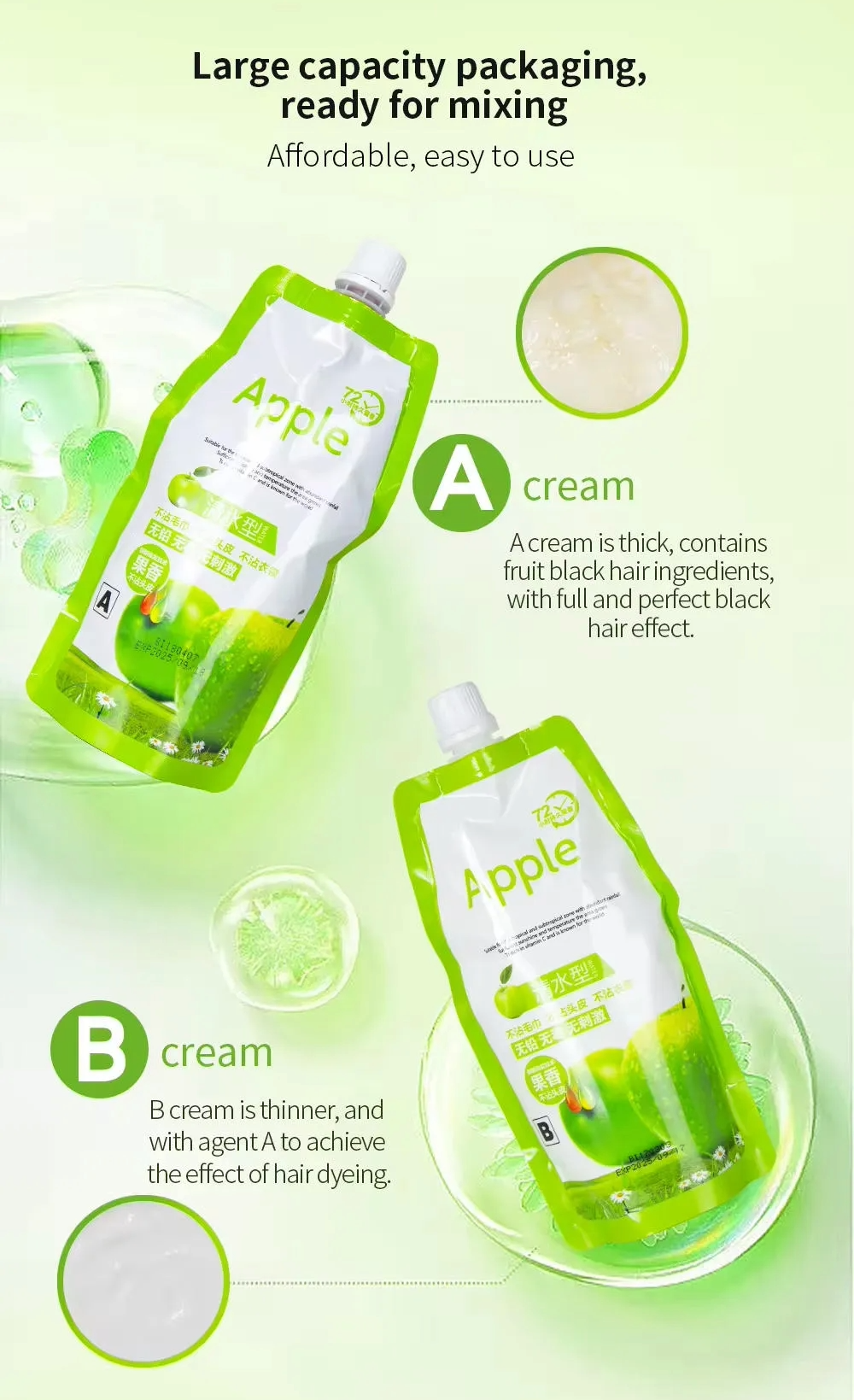 Apple Natural Hair Color Shampoo – Ammonia-Free (Black & Dark Brown) | 500ml