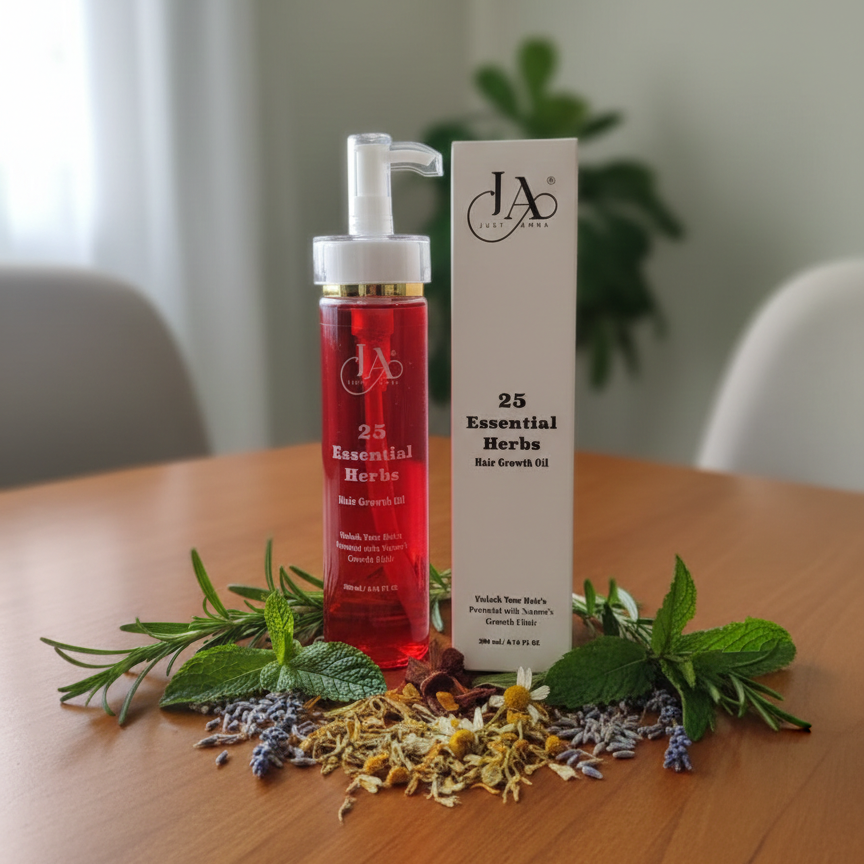 Just Amna Hair Growth Oil – 25 Herbal Extracts for Stronger, Thicker & Healthy Hair (200ml)