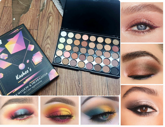 Kashee’s 40 Color Eyeshadow & Highlighter Palette – Long-Lasting Makeup Kit